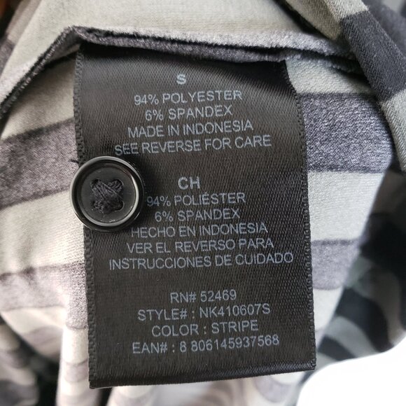 Norma Kamali Shirt Dress Gray Black Vertical Stripe Button-up Stretch Goth sz S - Picture 7 of 11